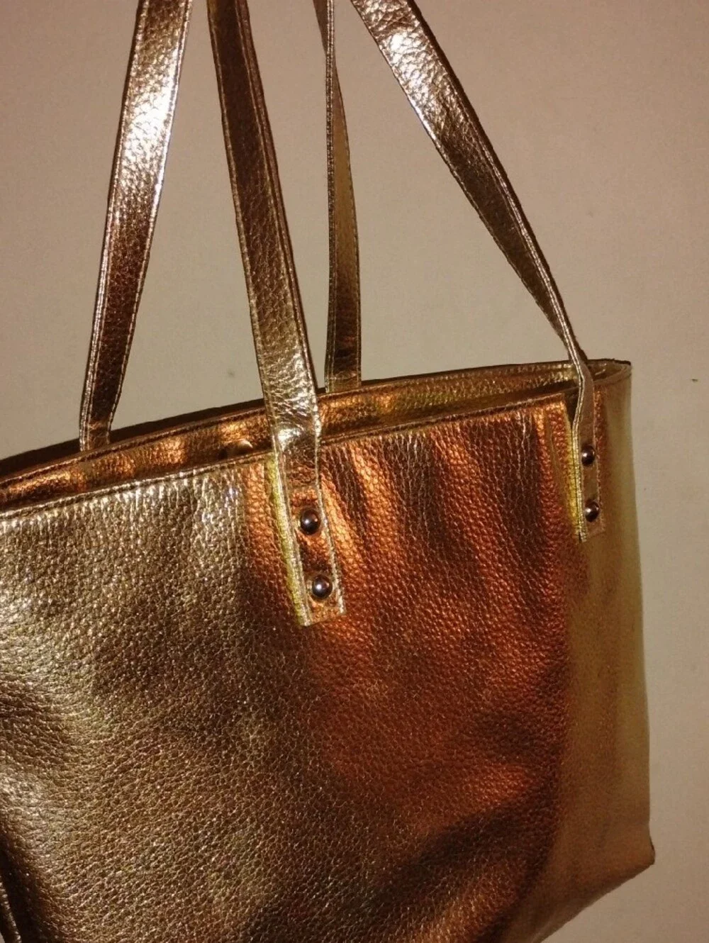 Metallic Gold Tote Bag - Stylish Everyday Shoulder Bag